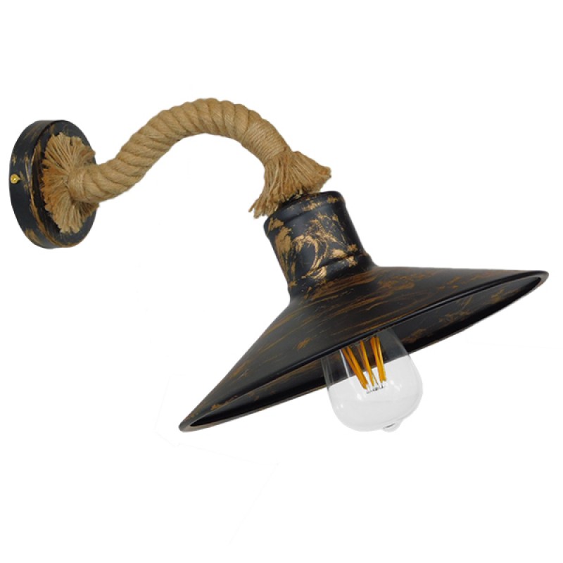 GLOBOSTAR® BRASTA 01131 Vintage Φωτιστικό Τοίχου - Απλίκα με Ντουί 1 x E27 AC 220-240V IP20 - Χάλκινο & Μπεζ - Μ26 x Π42.5 x Υ24cm