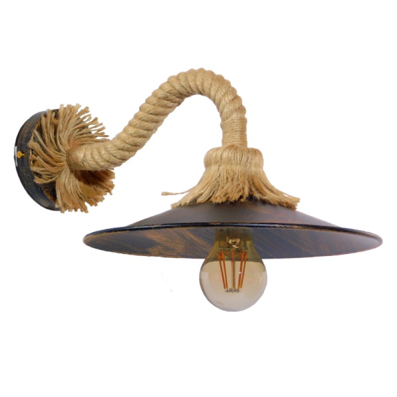 GLOBOSTAR® BRASSO 01132 Vintage Φωτιστικό Τοίχου - Απλίκα με Ντουί 1 x E27 AC 220-240V IP20 - Μπεζ & Χάλκινο Εφέ Σκουριάς - Μ38 x Π26.7 x Υ22cm