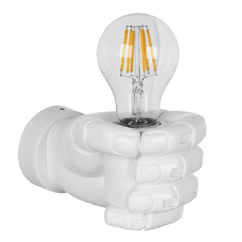 GLOBOSTAR® FIST 01137 Μοντέρνο Φωτιστικό Τοίχου - Απλίκα με Ντουί 1 x E27 AC 220-240V IP20 - Λευκό - Μ15 x Π10 x Υ10cm