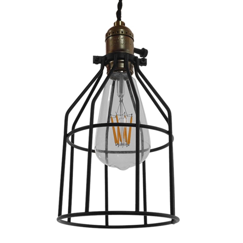 GLOBOSTAR® GALOT 01179 Vintage Κρεμαστό Φωτιστικό Οροφής με Ντουί 1 x E27 AC 220-240V IP20 - Μαύρο & Χρυσό - Μ13.5 x Π13.5 x Y16cm