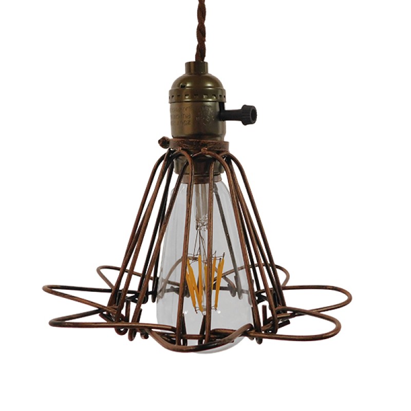 GLOBOSTAR® FLOWERON 01180 Vintage Κρεμαστό Φωτιστικό Οροφής με Ντουί 1 x E27 AC 220-240V IP20 - Χάλκινο & Μπρούτζινο - Μ10 x Π10 x Υ20cm