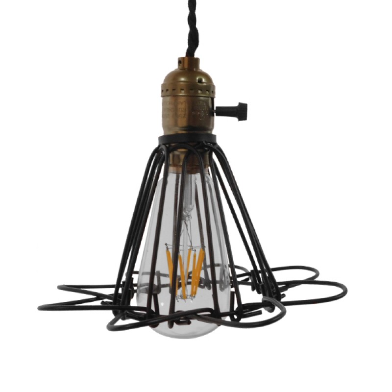 GLOBOSTAR® FLOWER IRON RUST 01181 Vintage Κρεμαστό Φωτιστικό Οροφής με Ντουί 1 x E27 AC 220-240V IP20 - Μαύρο & Μπρούτζινο - Μ10 x Π10 x Υ20cm