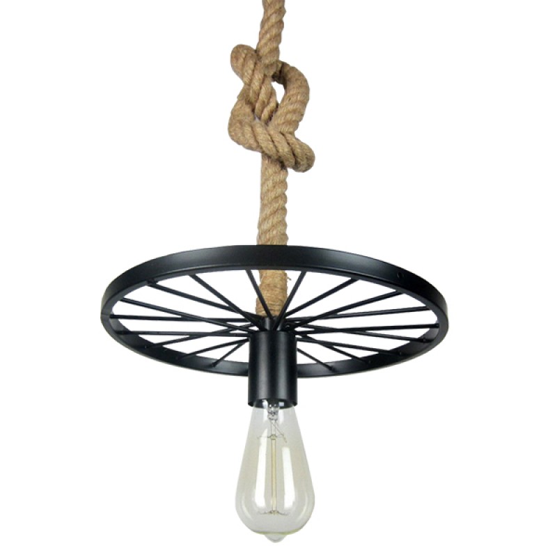 GLOBOSTAR® VELO 01185 Vintage Κρεμαστό Φωτιστικό Οροφής με Ντουί 1 x E27 AC 220-240V IP20 - Μαύρο & Μπεζ - Μ30 x Π30 x Υ12cm