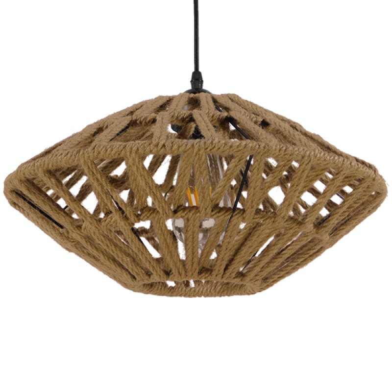 GLOBOSTAR® DOGMA 01187 Boho Κρεμαστό Φωτιστικό Οροφής με Ντουί 1 x E27 AC 220-240V IP20 - Μπεζ - Μ40 x Π40 x Υ20cm