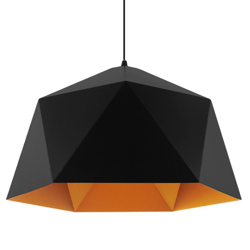 GLOBOSTAR® HEXAGON 01195 Μοντέρνο Κρεμαστό Φωτιστικό Οροφής με Ντουί 1 x E27 AC 220-240V IP20 - Μαύρο & Χρυσό - Μ46 x Π46 x Υ25cm