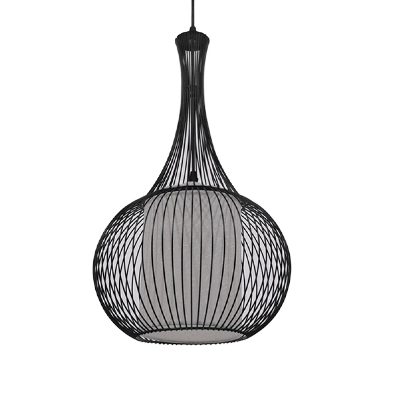 GLOBOSTAR® LILY 01198 Μοντέρνο Κρεμαστό Φωτιστικό Οροφής με Ντουί 1 x E27 AC 220-240V IP20 - Μαύρο & Λευκό - Μ30 x Π30 x Υ50cm