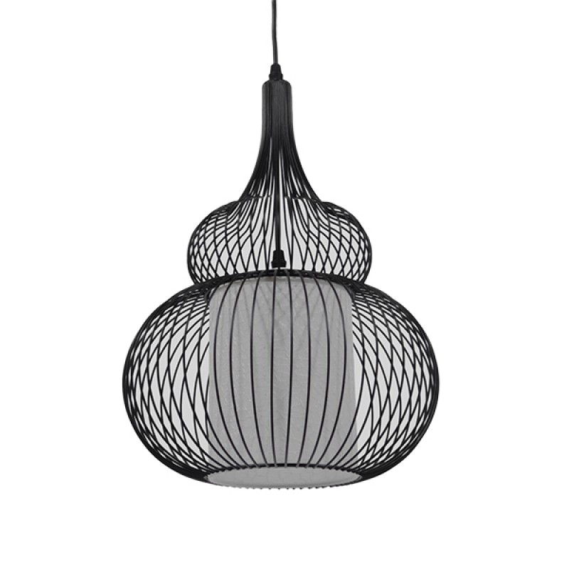 GLOBOSTAR® LILY 01199 Μοντέρνο Κρεμαστό Φωτιστικό Οροφής με Ντουί 1 x E27 AC 220-240V IP20 - Μαύρο & Λευκό - Μ31 x Π31 x Υ42cm