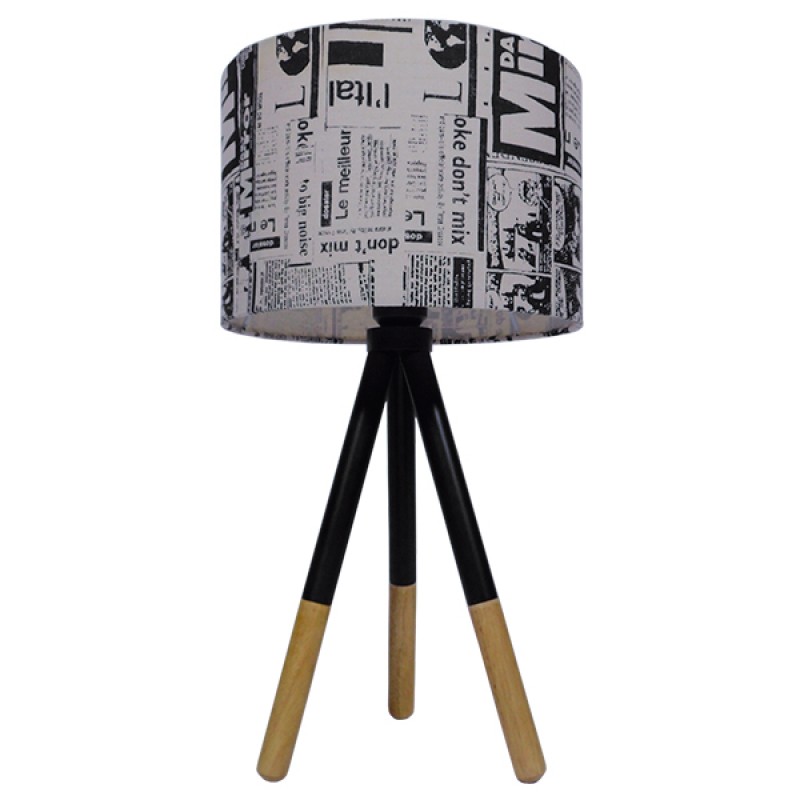 GLOBOSTAR® MAGAZINE 01230 Μοντέρνο Επιτραπέζιο Φωτιστικό Πορτατίφ με Ντουί 1 x E27 AC 220-240V IP20 - Μπεζ & Μαύρο - Μ30 x Π30 x Υ55cm