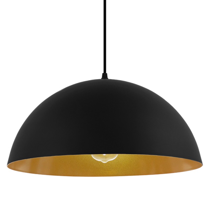 GLOBOSTAR® LUNE 01341 Μοντέρνο Κρεμαστό Φωτιστικό Οροφής με Ντουί 1 x E27 AC 220-240V IP20 - Μαύρο & Χρυσό - Μ40 x Π40 x Υ20cm