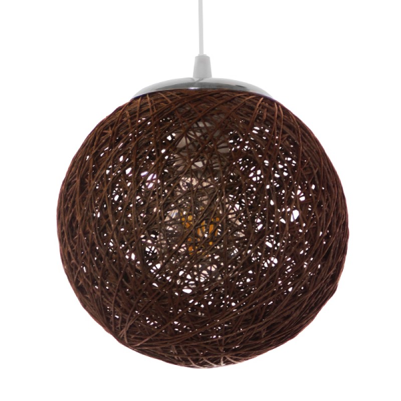 GLOBOSTAR® OCEANA 01354 Boho Κρεμαστό Φωτιστικό Οροφής με Ντουί 1 x E27 AC 220-240V IP20 - Καφέ - Μ20 x Π20 x Υ20cm