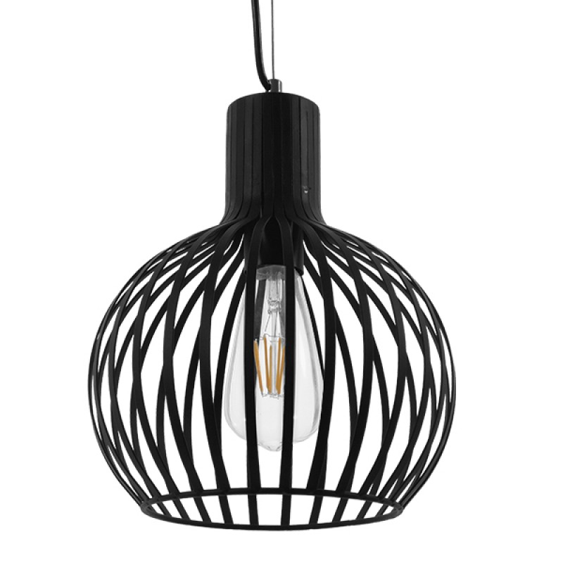 GLOBOSTAR® SCANDI 01386 Vintage Κρεμαστό Φωτιστικό Οροφής με Ντουί 1 x E27 AC 220-240V IP20 - Μαύρο - Μ23 x Π23 x Υ30cm