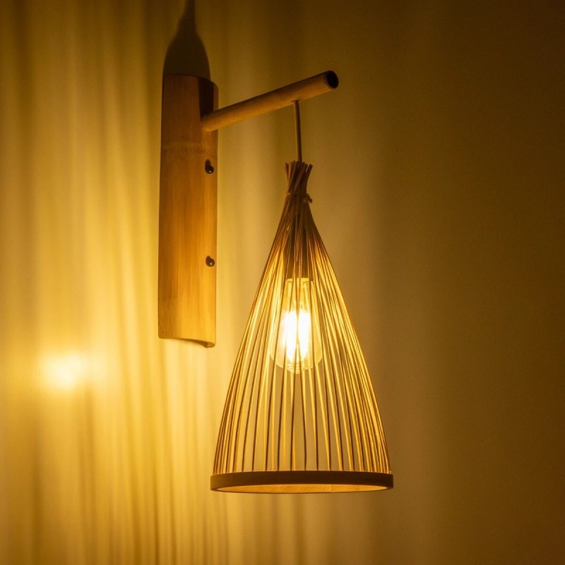 GLOBOSTAR® ARIDA 01970 Boho Φωτιστικό Τοίχου - Απλίκα με Ντουί 1 x E27 AC 220-240V IP20 - Μπεζ - Μ21 x Π30 x Υ55cm