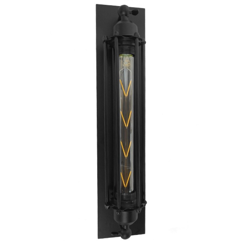 GLOBOSTAR® BESPOKE 01033 Vintage Φωτιστικό Τοίχου - Απλίκα με Ντουί 2 x E27 AC 220-240V IP20 - Μαύρο - Μ10 x Π10 x Υ47cm