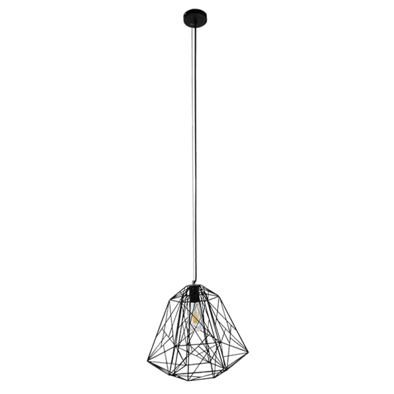 GLOBOSTAR® GRID 01022 Vintage Κρεμαστό Φωτιστικό Οροφής με Ντουί 1 x E27 AC 220-240V IP20 - Μαύρο - Μ40 x Π40 x Υ33cm