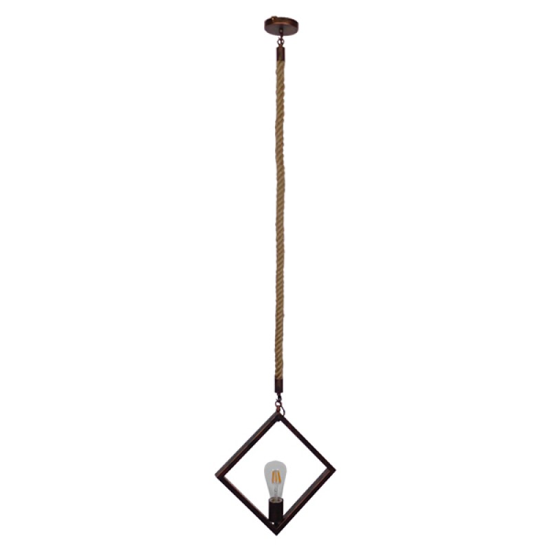 GLOBOSTAR® ALCO 01023 Vintage Κρεμαστό Φωτιστικό Οροφής με Ντουί 1 x E27 AC 220-240V IP20 - Χάλκινο & Μπεζ - Μ35 x Π3 x Υ35cm