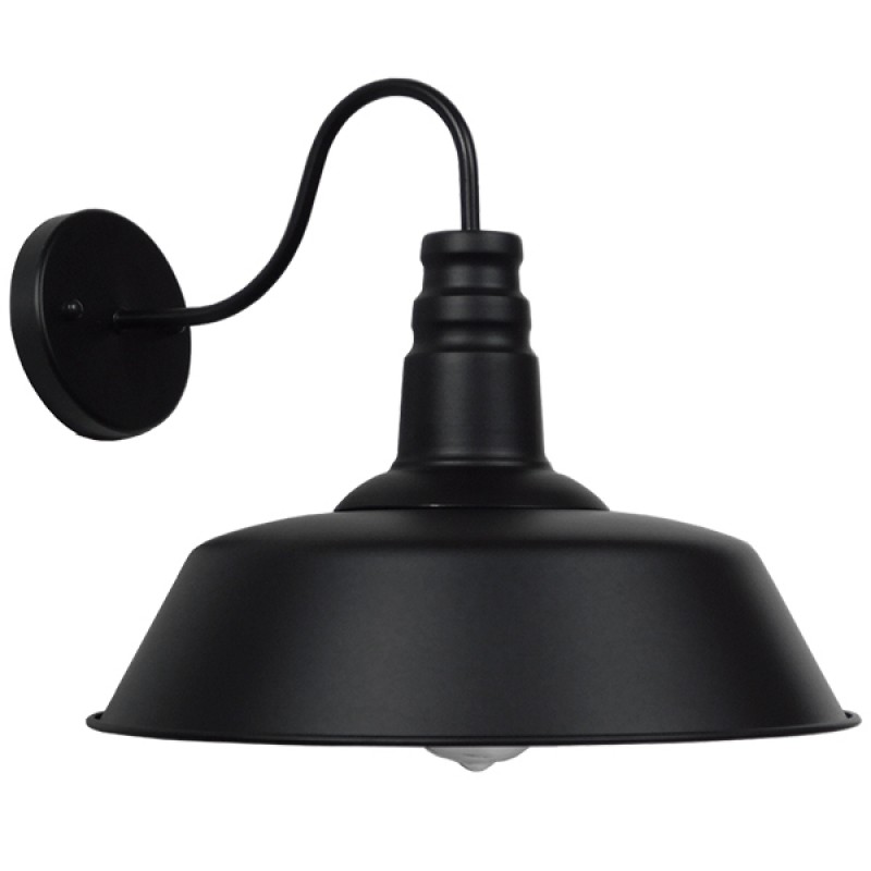 GLOBOSTAR® SORD 01053 Vintage Φωτιστικό Τοίχου - Απλίκα με Ντουί 1 x E27 AC 220-240V IP20 - Μαύρο - Μ36 x Π42 x Υ32cm