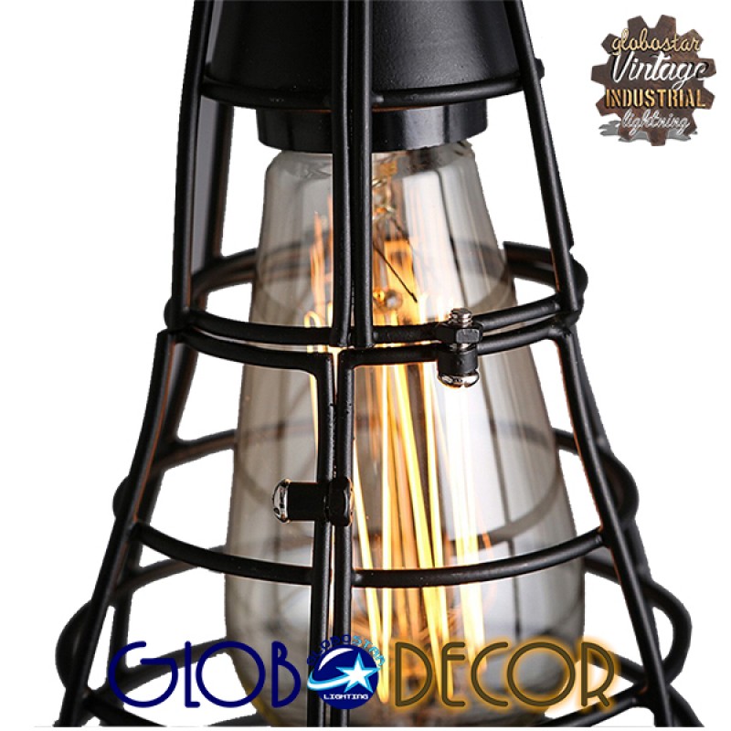 GLOBOSTAR® DROPS 01059 Vintage Κρεμαστό Φωτιστικό Οροφής με Ντουί 6 x E27 AC 220-240V IP20 - Μαύρο - 120cm