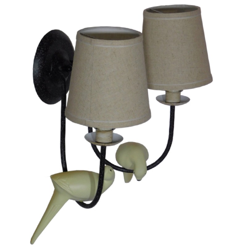 GLOBOSTAR® DOVE 01086 Vintage Φωτιστικό Τοίχου - Απλίκα με Ντουί 2 x E14 AC 220-240V IP20 - Μαύρο & Μπεζ - Μ28 x Π28 x Υ30cm