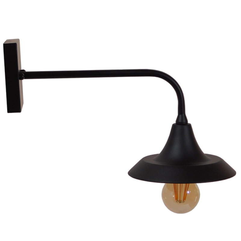 GLOBOSTAR® PHIA 01122 Vintage Φωτιστικό Τοίχου - Απλίκα με Ντουί 1 x E27 AC 220-240V IP20 - Μαύρο - Μ18.5 x Π29 x Υ18cm