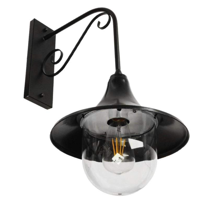 GLOBOSTAR® ANNIEL 01123 Vintage Φωτιστικό Τοίχου - Απλίκα με Ντουί 1 x E27 AC 220-240V IP20 - Μαύρο - Μ27 x Π40 x Υ56cm