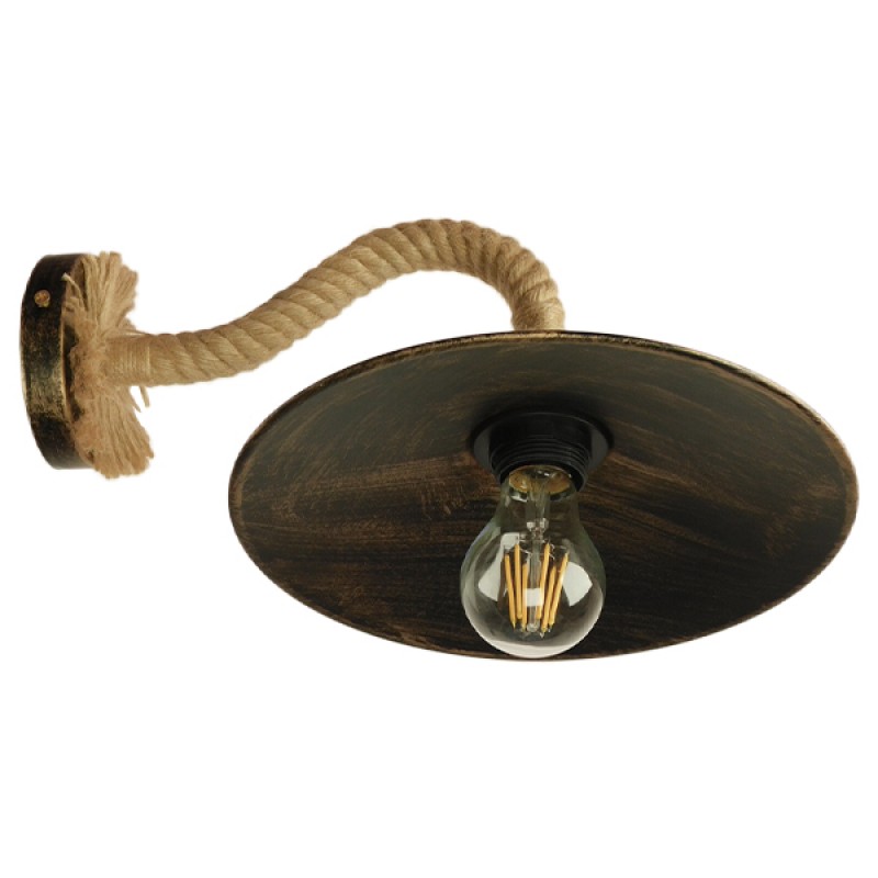 GLOBOSTAR® ROBLY 01125 Vintage Φωτιστικό Τοίχου - Απλίκα με Ντουί 1 x E27 AC 220-240V IP20 - Χάλκινο & Μπεζ - Μ26 x Π36 x Υ22cm