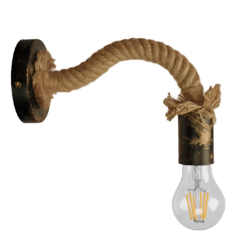 GLOBOSTAR® DAKER 01126 Vintage Φωτιστικό Τοίχου - Απλίκα με Ντουί 1 x E27 AC 220-240V IP20 - Χάλκινο Εφέ Σκουριάς & Μπεζ - Μ10 x Π22 x Υ15cm