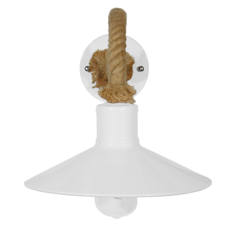 GLOBOSTAR® VINSA 01130 Boho Φωτιστικό Τοίχου - Απλίκα με Ντουί 1 x E27 AC 220-240V IP20 - Λευκό & Μπεζ - Μ37.5 x Π26.7 x Υ25cm