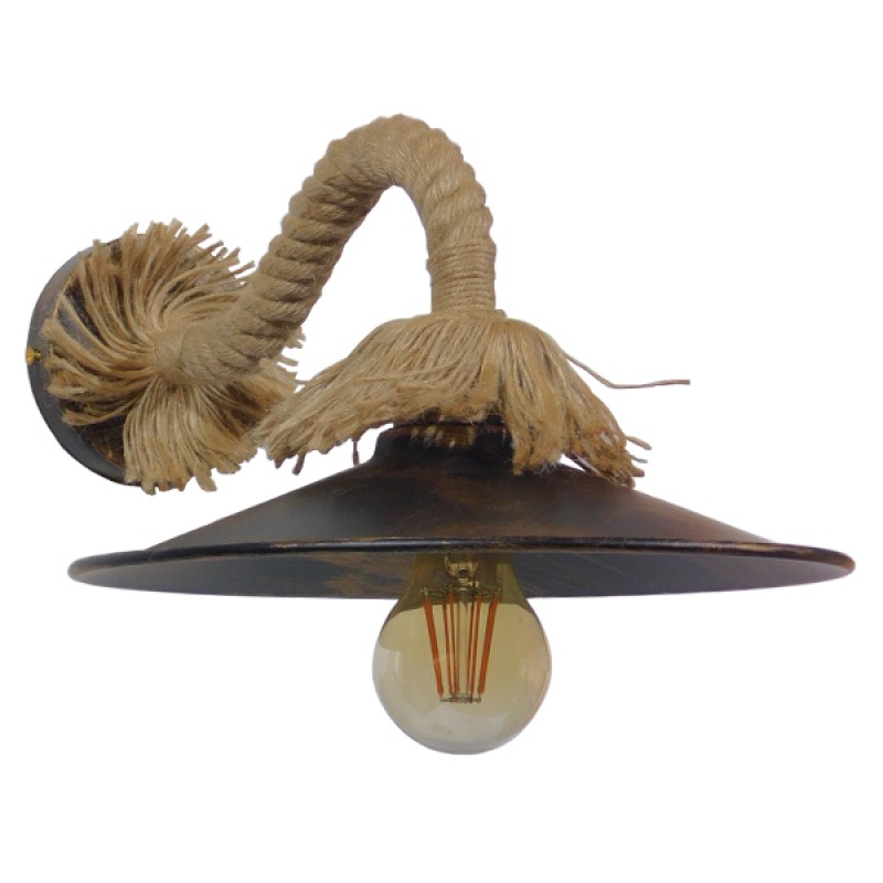 GLOBOSTAR® BRASSO 01132 Vintage Φωτιστικό Τοίχου - Απλίκα με Ντουί 1 x E27 AC 220-240V IP20 - Μπεζ & Χάλκινο Εφέ Σκουριάς - Μ38 x Π26.7 x Υ22cm