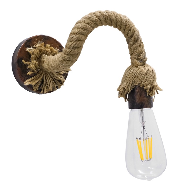 GLOBOSTAR® FLEDI 01134 Vintage Φωτιστικό Τοίχου - Απλίκα με Ντουί 1 x E27 AC 220-240V IP20 - Χάλκινο & Μπεζ - Μ10 x Π25 x Υ15cm