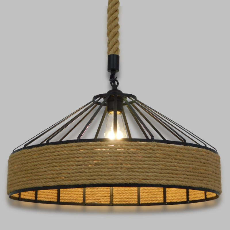 GLOBOSTAR® SAHARA 01147 Vintage Κρεμαστό Φωτιστικό Οροφής με Ντουί 1 x E27 AC 220-240V IP20 - Μαύρο & Μπεζ - Μ40 x Π40 x Υ32cm