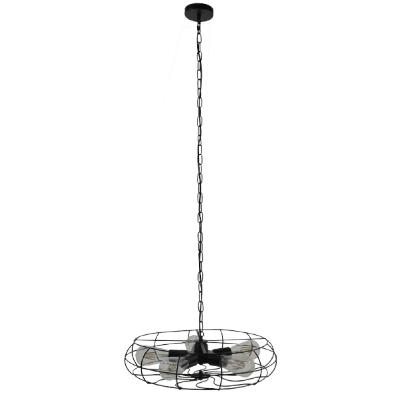 GLOBOSTAR® HELIX 01164 Vintage Κρεμαστό Φωτιστικό Οροφής με Ντουί 5 x E27 AC 220-240V IP20 - Μαύρο - Μ46 x Π46 x Υ13cm