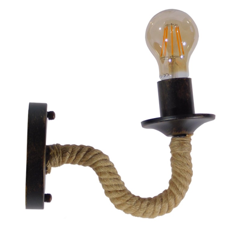 GLOBOSTAR® DAKER 01184 Vintage Φωτιστικό Τοίχου - Απλίκα με Ντουί 1 x E27 AC 220-240V IP20 - Χάλκινο Εφέ Σκουριάς & Μπεζ - Μ21 x Π12 x Υ16cm