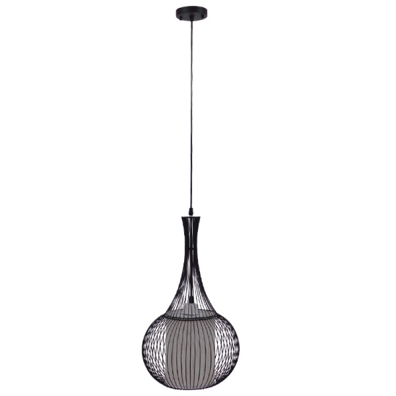 GLOBOSTAR® LILY 01198 Μοντέρνο Κρεμαστό Φωτιστικό Οροφής με Ντουί 1 x E27 AC 220-240V IP20 - Μαύρο & Λευκό - Μ30 x Π30 x Υ50cm