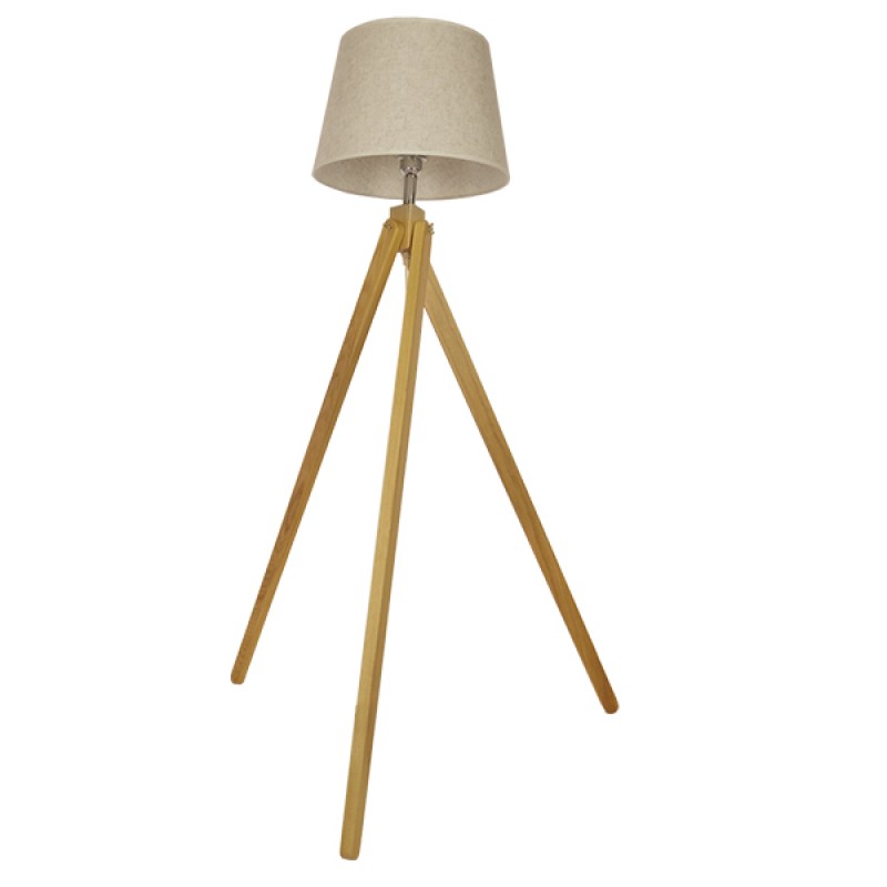 GLOBOSTAR® TRIPOD 01263 Μοντέρνο Επιδαπέδιο Φωτιστικό με Ντουί 1 x E27 AC 220-240V IP20 - Μπεζ - Μ40 x Π40 x Υ143cm