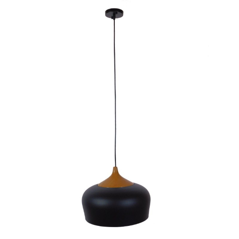 GLOBOSTAR® VILI 01261 Μοντέρνο Κρεμαστό Φωτιστικό Οροφής με Ντουί 1 x E27 AC 220-240V IP20 - Μαύρο & Μπεζ - Μ35 x Π35 x Υ27cm