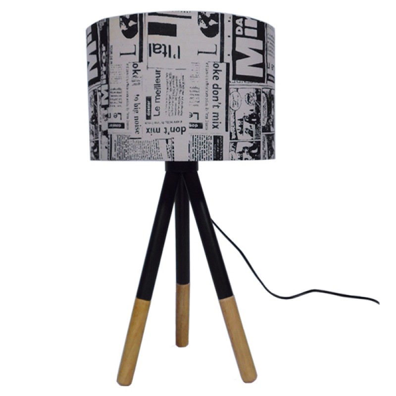 GLOBOSTAR® MAGAZINE 01230 Μοντέρνο Επιτραπέζιο Φωτιστικό Πορτατίφ με Ντουί 1 x E27 AC 220-240V IP20 - Μπεζ & Μαύρο - Μ30 x Π30 x Υ55cm