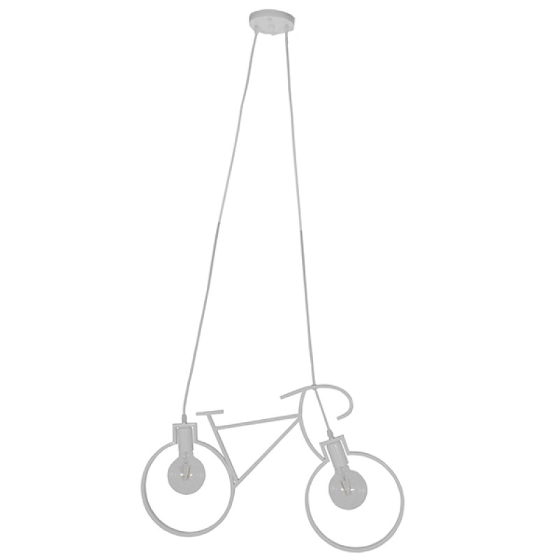 GLOBOSTAR® BIKE 01300 Vintage Κρεμαστό Φωτιστικό Οροφής με Ντουί 2 x E27 AC 220-240V IP20 - Λευκό - Μ67 x Π3.5 x Υ41cm