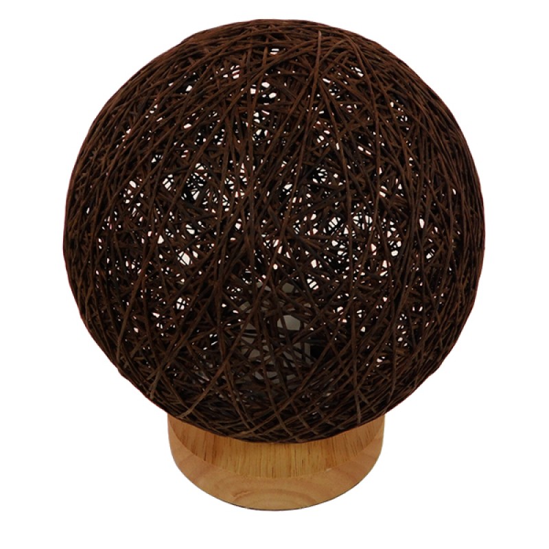 GLOBOSTAR® OCEANA 01337 Boho Επιτραπέζιο Φωτιστικό Πορτατίφ με Ντουί 1 x E27 AC 220-240V IP20 - Καφέ & Μπεζ - M20 x Π20 x Υ22cm