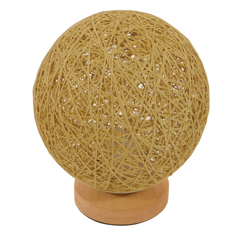 GLOBOSTAR® OCEANA 01336 Boho Επιτραπέζιο Φωτιστικό Πορτατίφ με Ντουί 1 x E27 AC 220-240V IP20 - Μπεζ - M20 x Π20 x Υ22cm