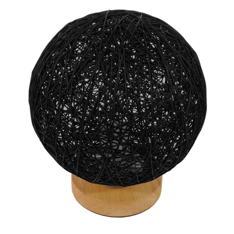 GLOBOSTAR® OCEANA 01338 Boho Επιτραπέζιο Φωτιστικό Πορτατίφ με Ντουί 1 x E27 AC 220-240V IP20 - Μαύρο & Μπεζ - M20 x Π20 x Υ22cm