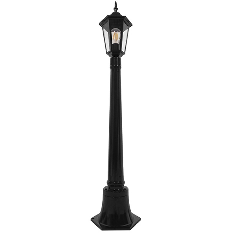 GloboStar® ELLIPSE 01401 Vintage Φωτιστικό Κολωνάκι Κήπου  Μονόφωτο 1 x E27 Μαύρο Μεταλλικό Πλέγμα L17 x W16 x H105cm