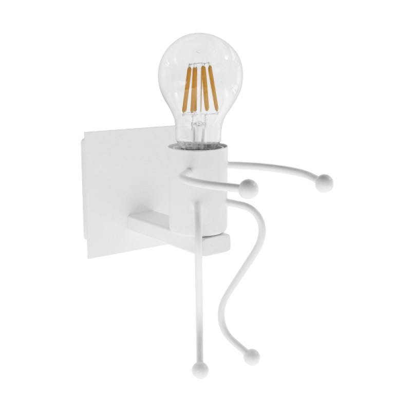 GLOBOSTAR® LITTLEMAN 01389 Μοντέρνο Φωτιστικό Τοίχου - Απλίκα με Ντουί 1 x E27 AC 220-240V IP20 - Λευκό - Μ12 x Π19 x Υ17cm