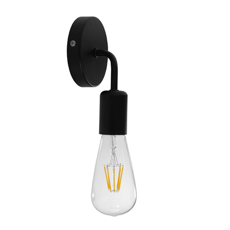GLOBOSTAR® DON 01396 Vintage Φωτιστικό Τοίχου - Απλίκα με Ντουί 1 x E27 AC 220-240V IP20 - Μαύρο - Μ10 x Π7 x Υ16cm