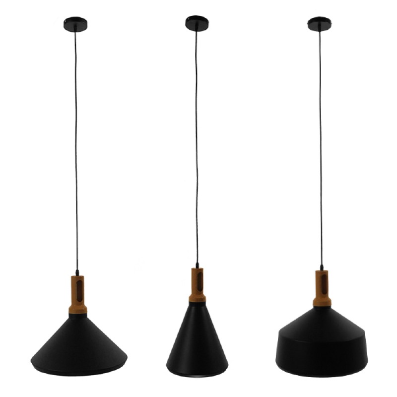 GLOBOSTAR® CALYPSO 01334 Μοντέρνο Κρεμαστό Φωτιστικό Οροφής με Ντουί 3 x E27 AC 220-240V IP20 - Μαύρο & Μπρούτζινο - Μ110 x Π110 x Υ35cm - Σετ 3 Τεμαχίων