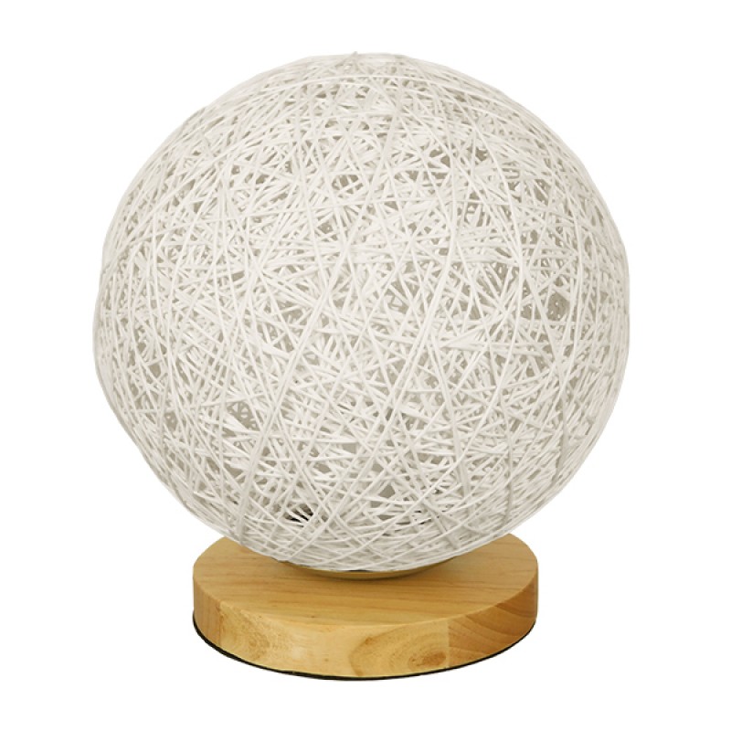 GLOBOSTAR® OCEANA 01417 Boho Επιτραπέζιο Φωτιστικό Πορτατίφ με Ντουί 1 x E27 AC 220-240V IP20 - Λευκό & Μπεζ - M20 x Π20 x Υ22cm