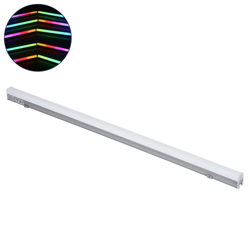 GLOBOSTAR® DIGIBAR 90214 Ψηφιακή Pixel Addressable Facade Μπάρα LED 12W 600lm 180° DC 24V Αδιάβροχο IP65 8 x Pixel Πολύχρωμο RGB Dimmable DMX512 SPI/TTL Protocol IC UCS512C0 - Bridgelux SMD Chip - Ασημί με Λευκό Γαλακτερό Κάλυμμα - Μ100 x Π3 x Υ4.5cm - 3