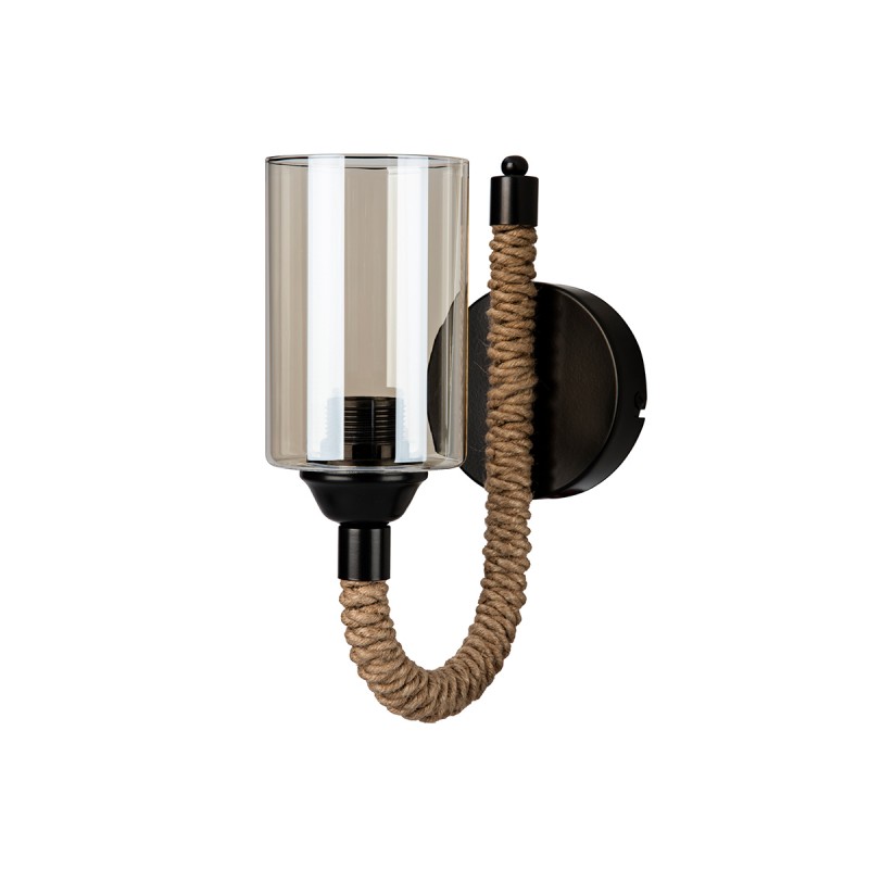 GLOBOSTAR® RIFT 203-0002 Vintage Φωτιστικό Τοίχου - Απλίκα με Ντουί 1 x E27 AC 220-240V IP20 - Μαύρο & Μπεζ - Μ12 x Π24 x Υ31cm