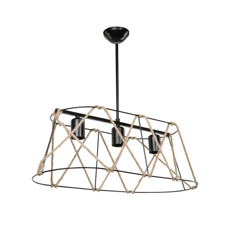 GLOBOSTAR® GATSBY 203-0006 Vintage Κρεμαστό Φωτιστικό Οροφής με Ντουί 3 x E27 AC 220-240V IP20 - Μαύρο & Μπεζ - Μ60 x Π28 x Υ22cm