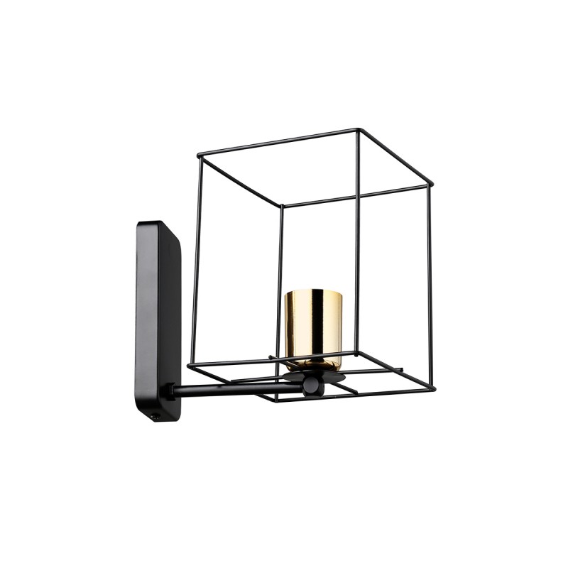 GLOBOSTAR® CYRA 203-0012 Μοντέρνο Φωτιστικό Τοίχου - Απλίκα με Ντουί 1 x E27 AC 220-240V IP20 - Μαύρο & Χρυσό - Μ14 x Π21 x Υ22cm