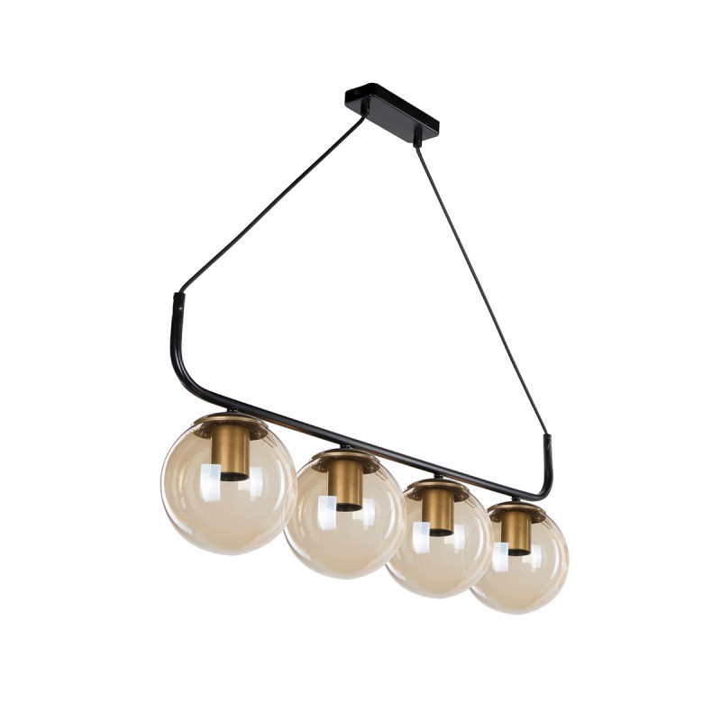 GLOBOSTAR® LATTICE 203-0018 Μοντέρνο Κρεμαστό Φωτιστικό Οροφής με Ντουί 4 x E27 AC 220-240V IP20 - Μαύρο & Μπρούτζινο - Μ78 x Π15 x Υ81cm